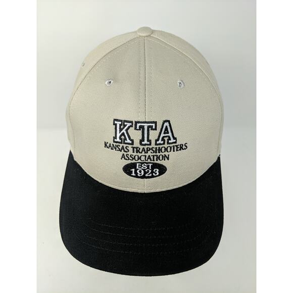 Mens KTA Kansas Trapshooters Association Hat Slideback OSFA Tan & Black Made USA - Picture 2 of 11
